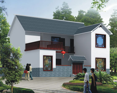 新农村自建AT1767二层前庭后院中式小别墅设计施工图纸12.9mX13.5m